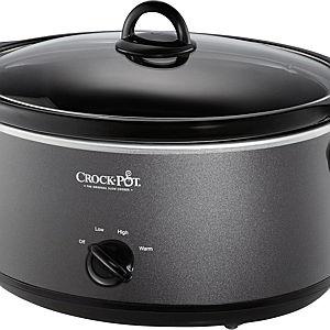 Crock-Pot 7-Quart Manual Slow Cooker, Family Size Serves 8+ People & Fits 6-lb Roast, Removable Stoneware with Warming Setting, Dishwasher Safe for Easy Cleanup, Charcoal