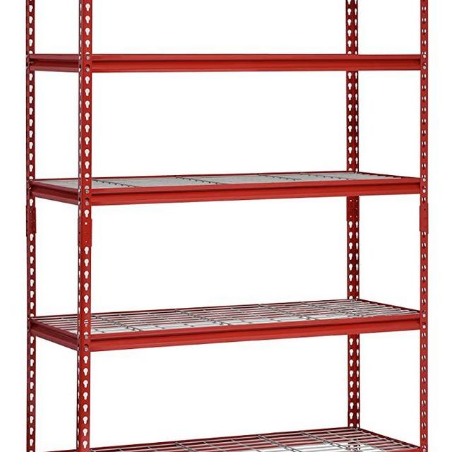 Muscle Rack UR482472WD5-R 5-Shelf Steel Shelving Unit, 48" Width x 72" Height x 24" Length, Red