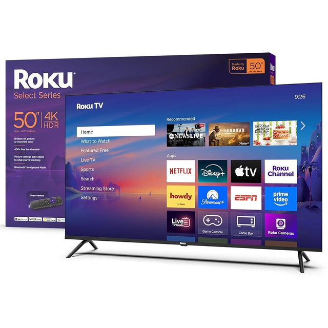 Roku Smart TV – 50-Inch Select Series, 4K HDR TV – Roku TV with Roku Remote – Flat Screen LED Television with Wi-Fi for Streaming Live Local News, Sports, Family Entertainment