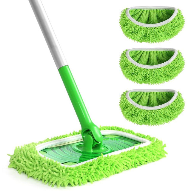 Reusable 100% Coral Fleece Mop Pads Compatible with Swiffer Sweeper, Wet and Dry Flat mop Cover, 3 Pack Washable Pads for Surface/Hardwood Floor Cleaning (Mop is Not Included)