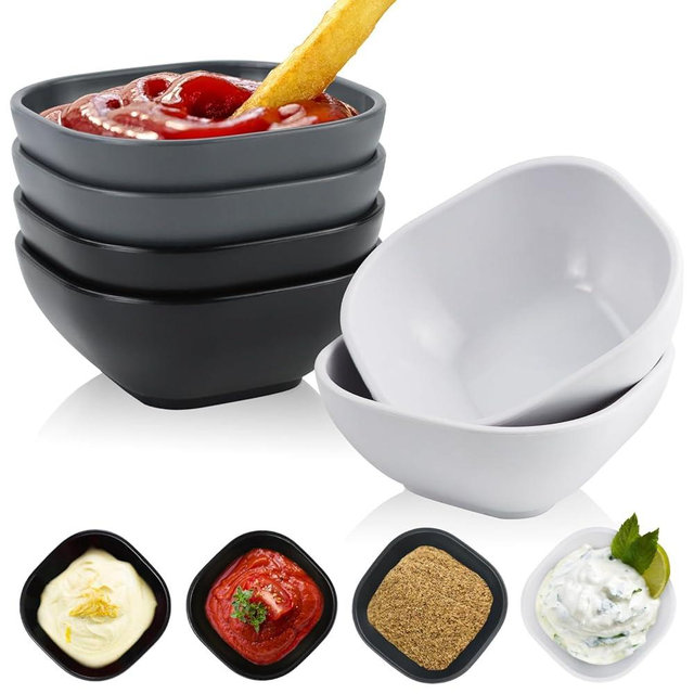Wrova 6 pack small wheat straw bowls 5oz,alternative plastic dipping bowls,unbreakable dessert bowls microwave and dishwasher safe for dessert,sushi,condiment (Classic Series)