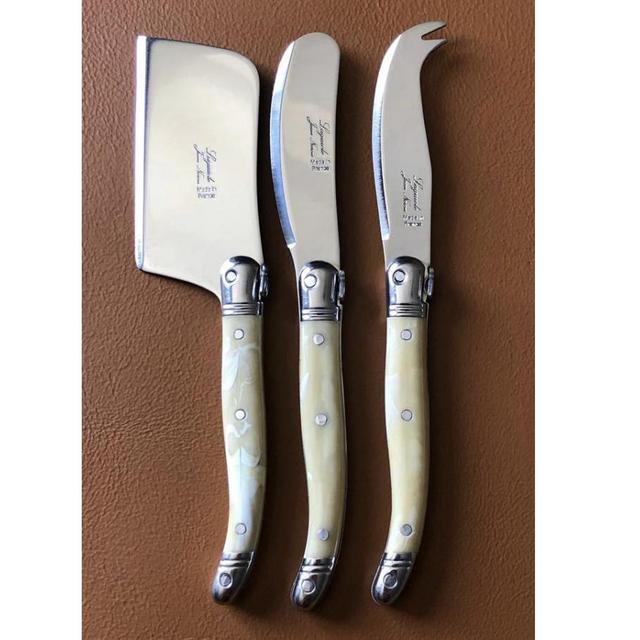 Laguiole Pale Horn Mini Cheese Knives Set