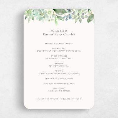Green Rounded Wedding Program - Cricket