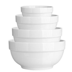 DOWAN 4-Piece Porcelain Serving Bowl Set (Diameter:4.5"-5.5"-7"-8"), Anti-slipping Nesting Bowls