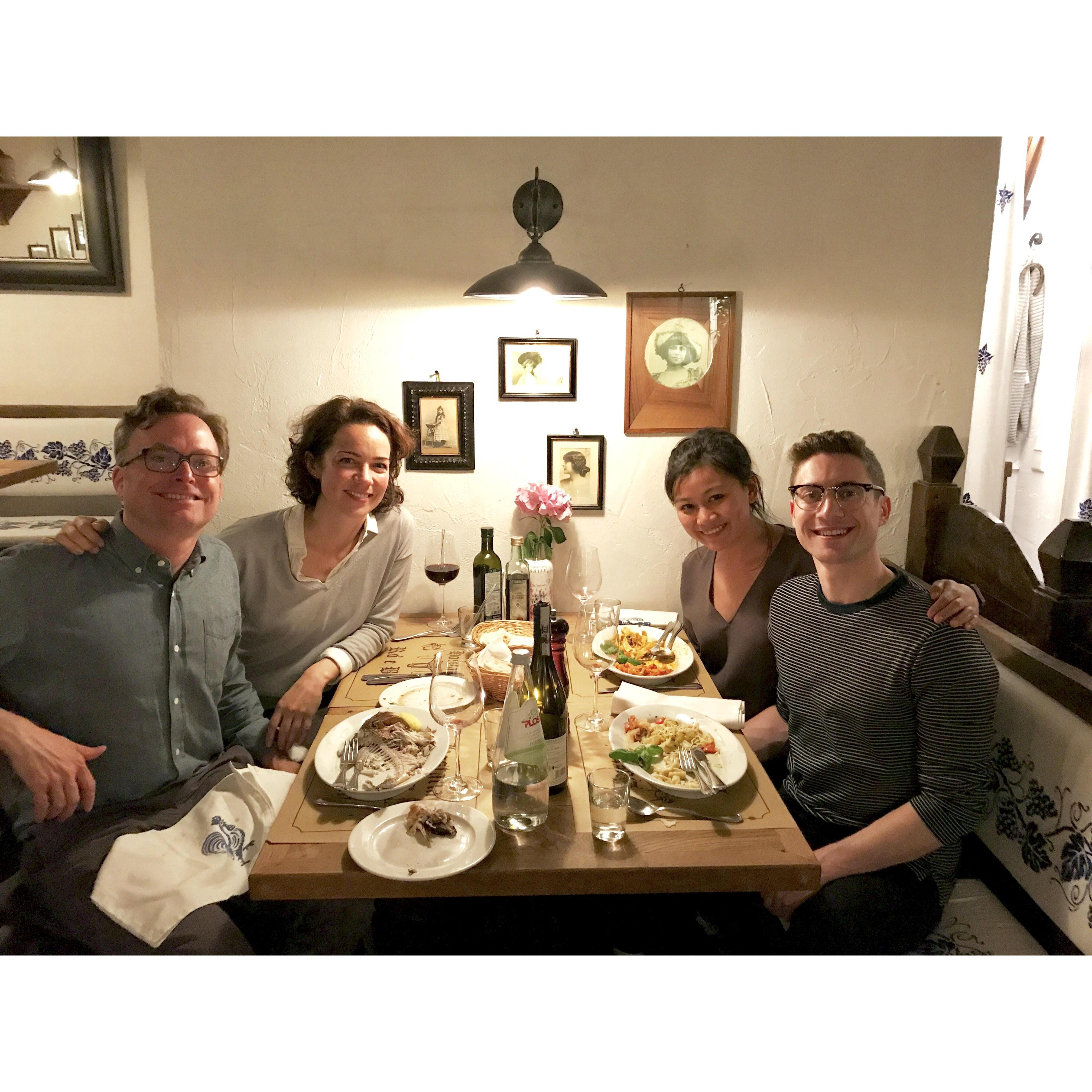 Dinner with Paul's cousin, Kira, and her husband Oliver in Munich. May 2017.