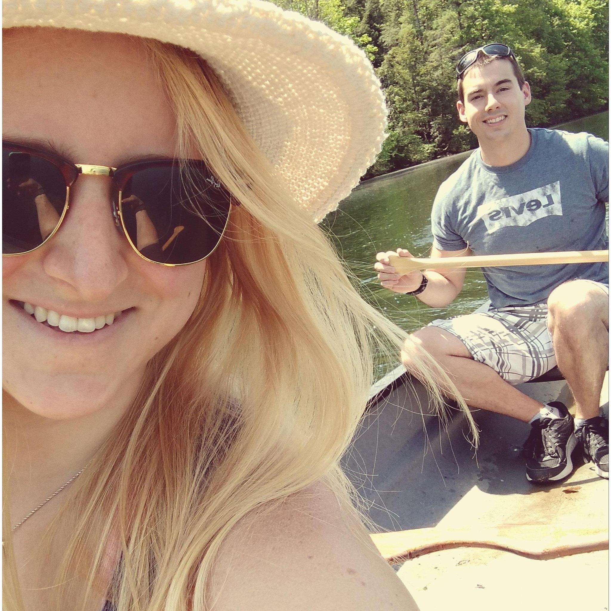 Canoeing during our lake house trip