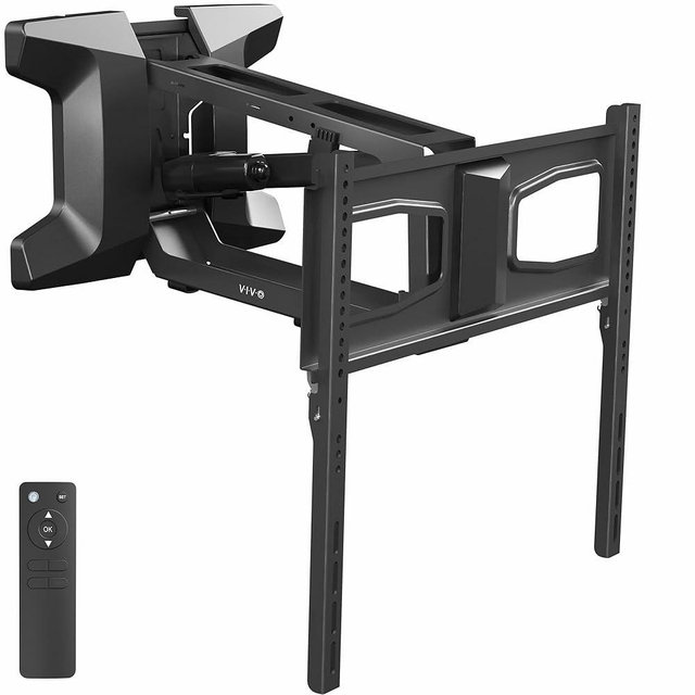 VIVO Motorized TV Wall Mount for 37 to 70 inch Screen up to 77 lbs, Above Fireplace Height Adjustable Electric Pull Down Mantel Bracket, Black, MOUNT-E-M070R