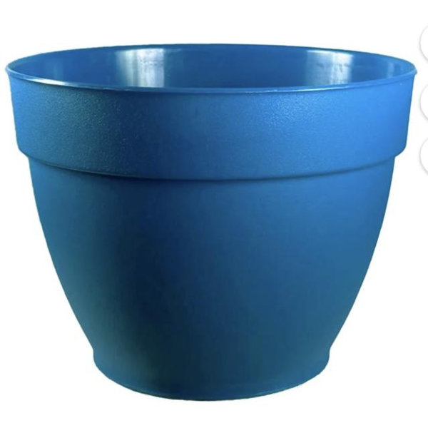 Jacinto Recycled Planter, 15 inch Opening Diameter, Blue Color by Deroma USA