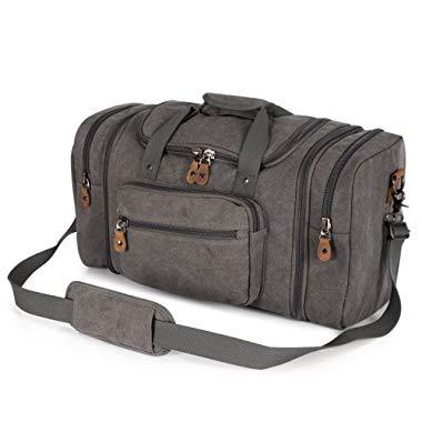 Plambag Canvas Duffle Bag for Travel, 50L Duffel Overnight Weekend Bag(Gray)