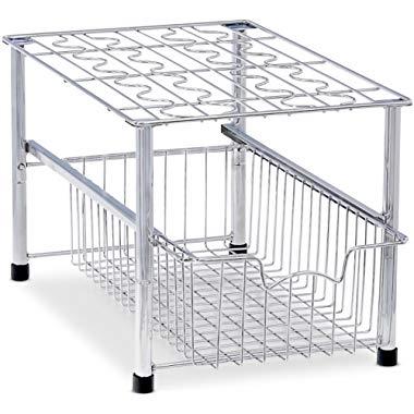 Simple Houseware Stackable Under Sink Cabinet Sliding Basket Organizer Drawer, Chrome