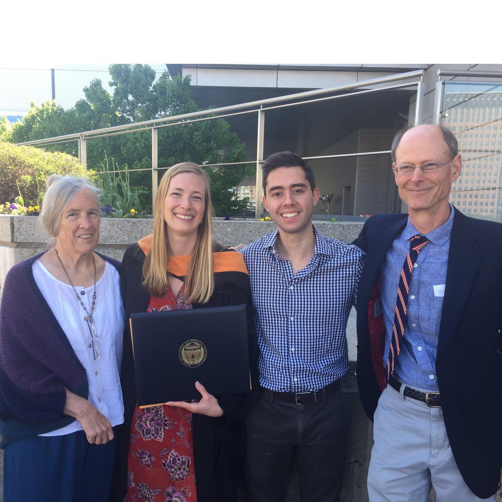 Chloe, her parents, and Will- Chloe's Masters in Nursing (NP) Graduation, 2018