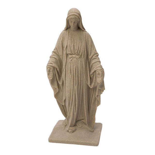 EMSCO Group Virgin Mary Statue - Natural Sandstone Appearance - Made of Resin - Lightweight - 34" Height