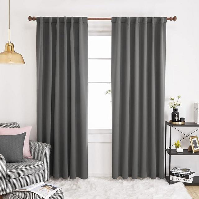 Deconovo Blackout Curtain Panels Window Draperies Rod Pocket/Back Tab Curtains Thermal Insulated Blackout Curtains for Bedroom 52Wx84L Inch Light Grey 2 Panels