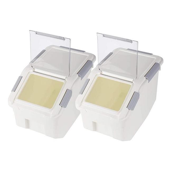 Rice Storage Container with Wheels Seal Locking Lid PP((405.77 oz / 22 Ib / 50 cup),Pack-2)