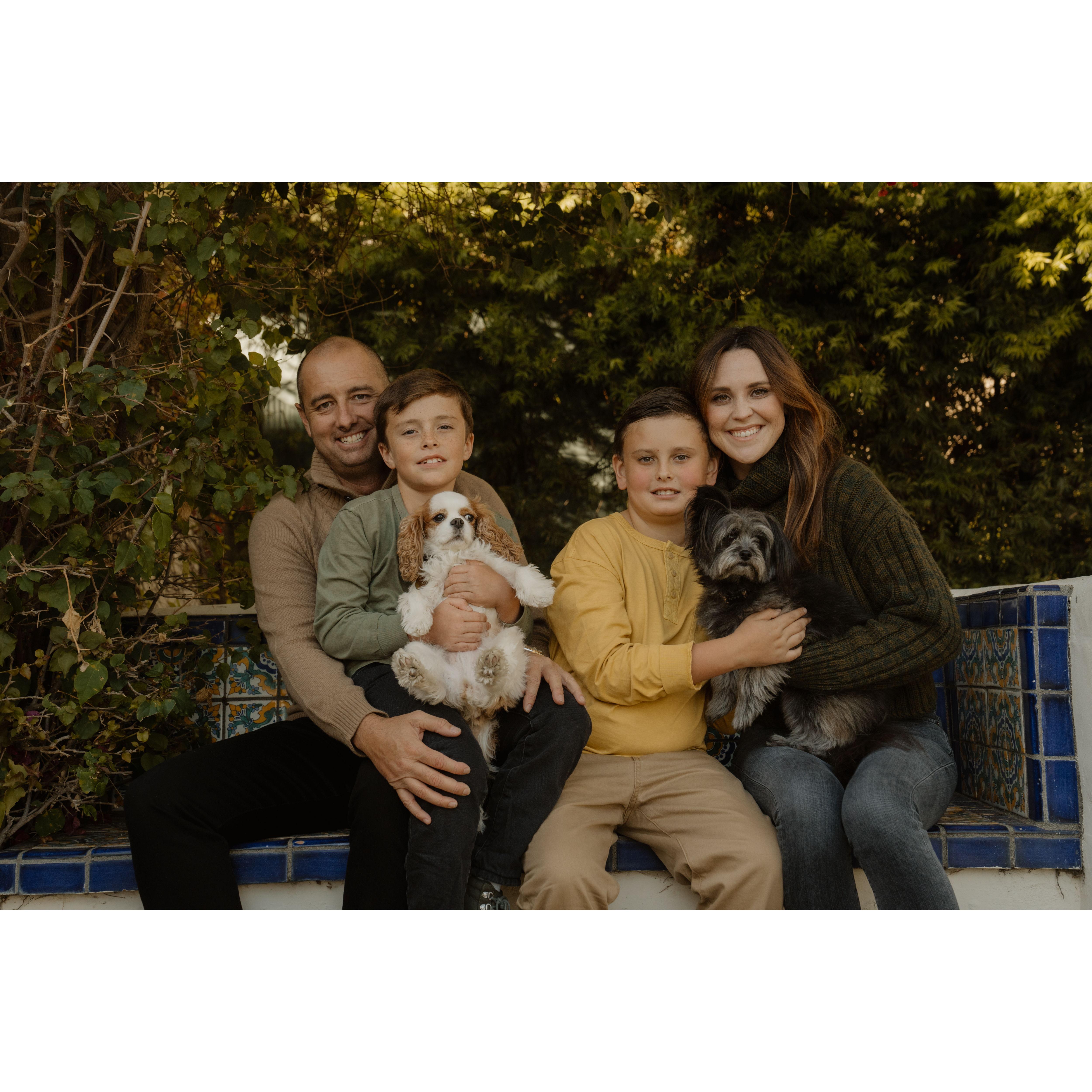 Our family at our new home - Penny and Gypsy love it!