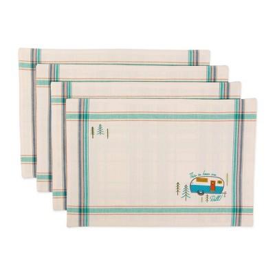 Set of 4 Assorted Camper Embellished Placemat Natural - Design Imports
