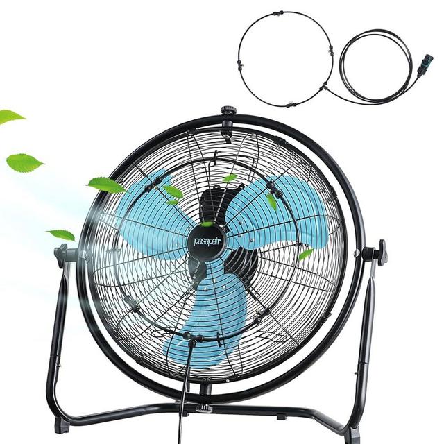 pasapair 20 inch Floor Fan,High Velocity and Misting Fan for Industrial-IPX4 Waterproof for Outdoor,3 Speed Options,720° Adjusting Tilt,GFCI Plug&ETL Listed
