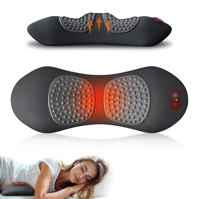 3 in 1 Upadate Rechargeable Electric Lumbar Support Pillow with Adjustable Height for Bed and Chair,Back Massager with Heat,Back Support Pillow for Lower Back Pain Relief,Waist Wedge Bolster (Black)
