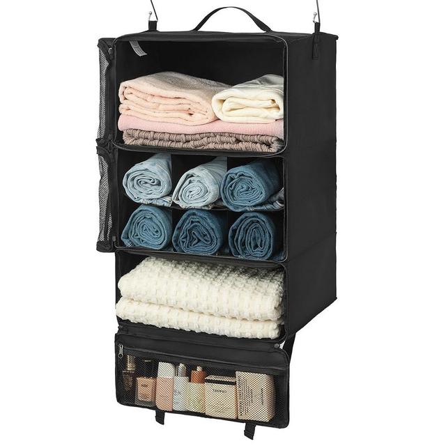GRANNY SAYS Hanging Packing Cubes for Travel, Collapsible Shelves Travel Bags Organizer for Luggage, Portable Hanging Travel Shelves with 2 Hooks, 3-Shelf, XX-Large