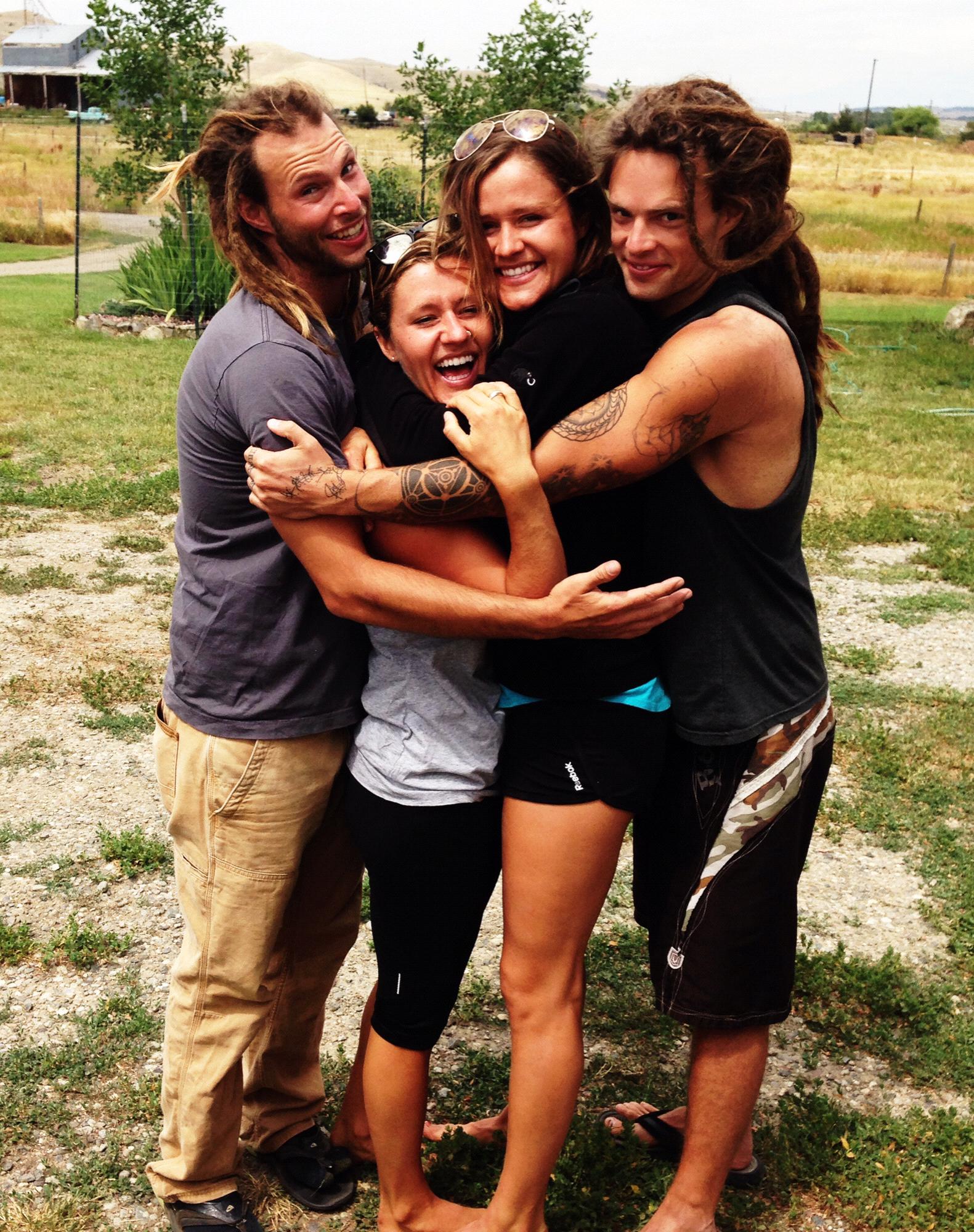 First weekend meeting!  Cousin snapped a pic of all four of us laughing a having a grand time!