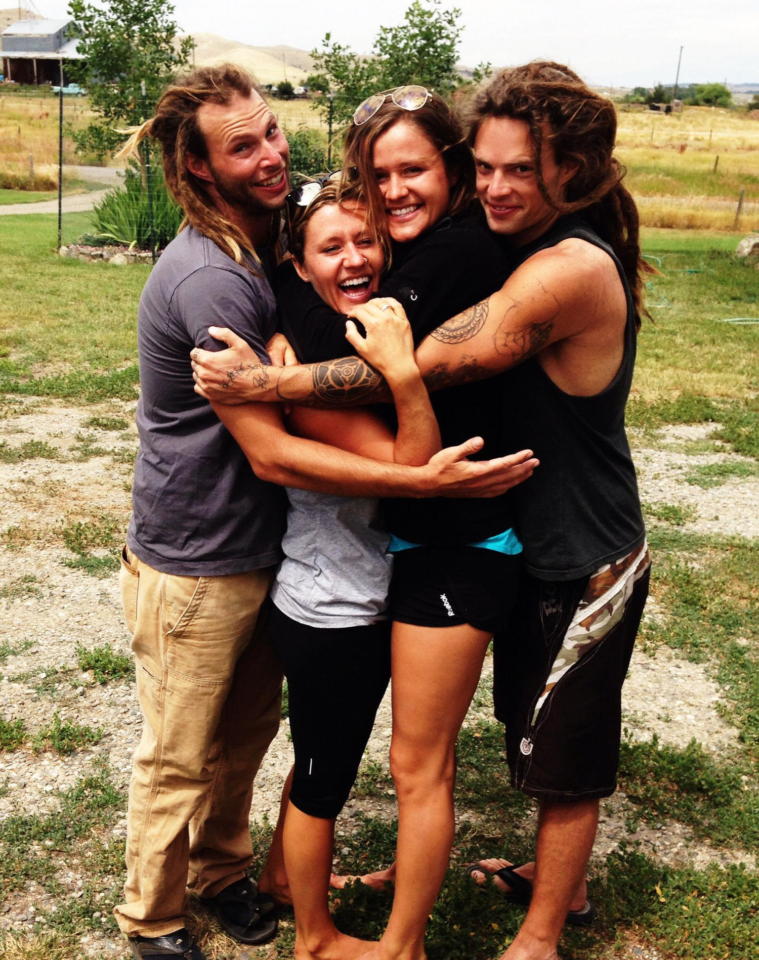 First weekend meeting! Cousin snapped a pic of all four of us laughing a having a grand time!