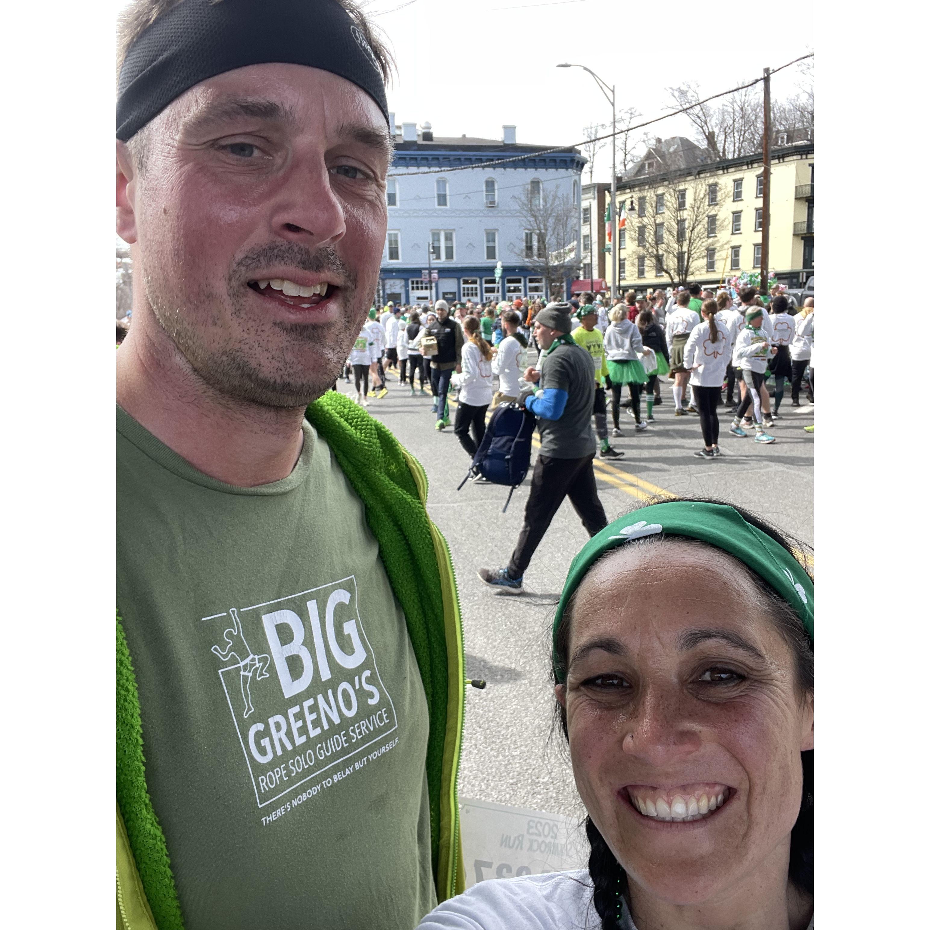 Shamrock run that Isa ran fast and Eric was peer pressured to do
