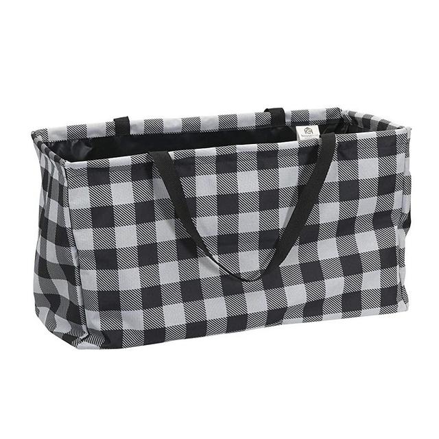 Household Essentials Krush Canvas Utility Tote | Reusable Grocery Bag | Black and White Plaid