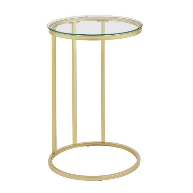16" Round C Table Glass and Metal Gold - Saracina Home