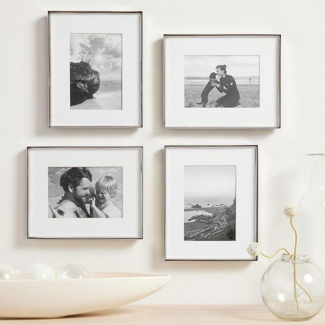 Stowe Modern Metal Frames, Set of 4, 8x10 Frame (5x7 Opening) - Silver