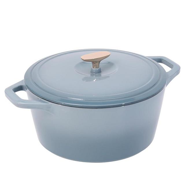 Flavehc Dutch Oven Pot with Lid Cast Iron Dutch Oven for Bread Baking 3.5QT Enameled Dutch Oven with Lid for Sourdough,NorwayBlue