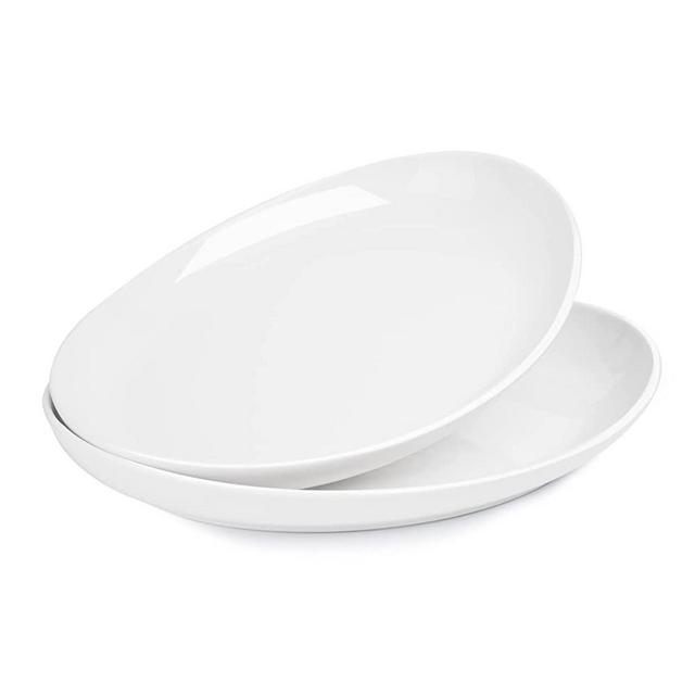 Sweese 717.101 Oval Serving Platters, 14.5Inch White Porcelain Serving Platters for Party, Large Oval Serving Trays Serving Plates for Fish Dish, Steak, Restaurant, Dessert Shop, Set of 2