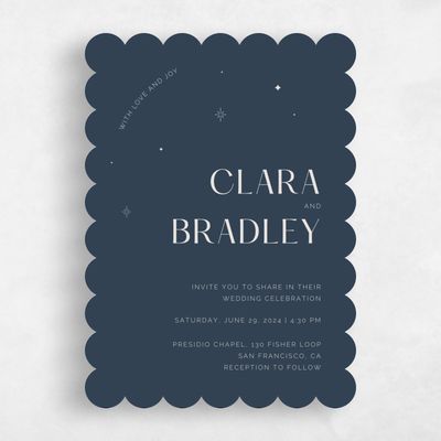 Blue Scalloped Wedding Invitation - Adhara Classic