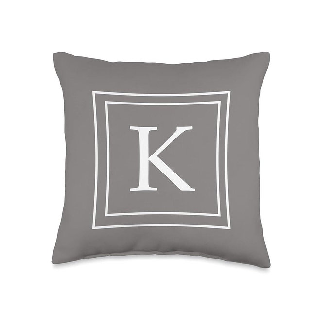 Letter K Monogram English Alphabet K Initial Gray Throw Pillow