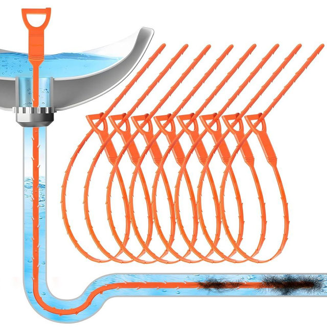Forlivese 25 Inch Drain Snake,Drain Clog Remover,Sink Snake for Sewer Kitchen Sink Bathroom Tub Toilet Clogged Drains Relief Cleaning Tool 8 Pack