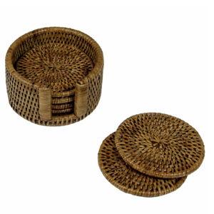 Natural Round Rattan Coaster - Set of 6