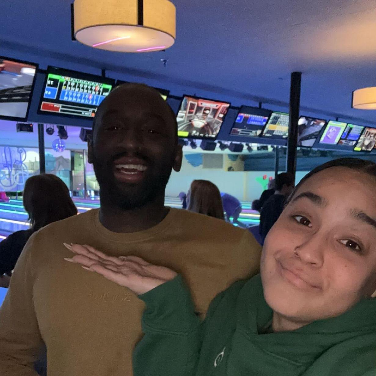 Spending weekends together in rural MN, there wasn't much to do and so college date nights often included Dre's favorite activity - bowling. Catch them at Elsie's Northeast! Sometimes Maya even wins!