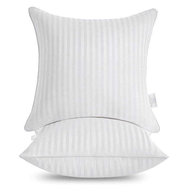 Oubonun 28 x 28 Throw Pillow Inserts, Firm and Fluffy Decorative Square Pillows for Couch Bed Sofa with Soft Cotton Cover White Cushion with Down Alternative Pack of 2