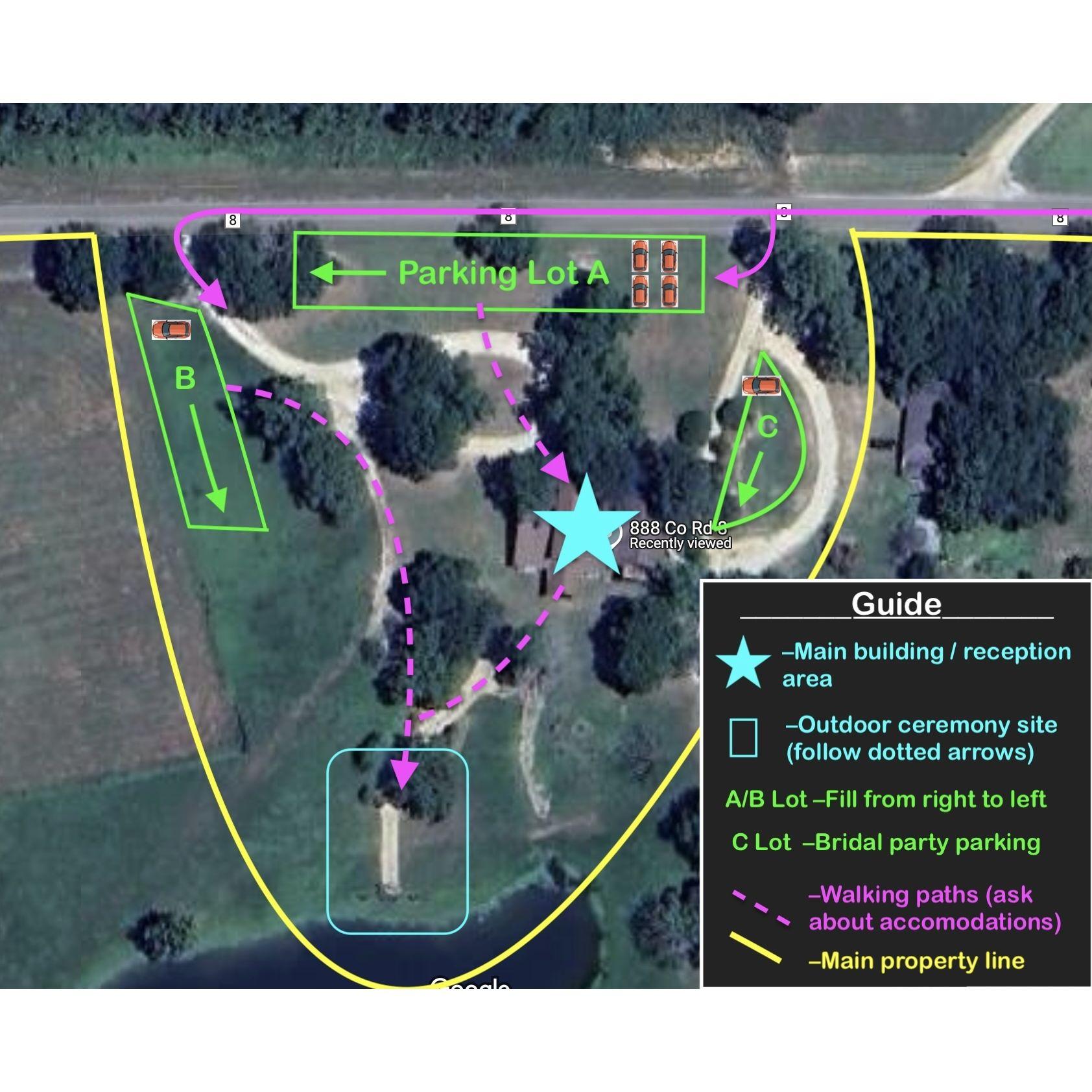 Here is the layout and parking plan for our venue:)