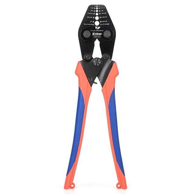 iCrimp CWR1328 Wire Rope Crimping Tool with Cutting function for Cable Railing, Hand Swaging1/32~1/8-inch Aluminum Oval Sleeves,Double Barrel Ferrules