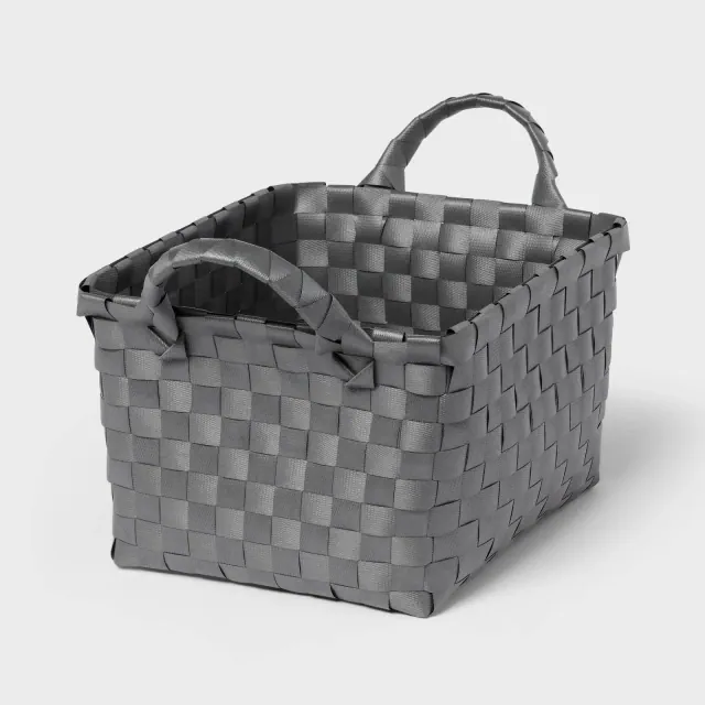 Woven Plastic Basket Small Gray - Brightroom™