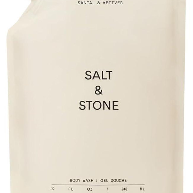 Salt & Stone Body Wash with Antioxidants for Deep Moisture | For Women & Men, Sulfate, Paraben, & Dye Free, Leaving Skin Soft and Hydrated | Santal & Vetiver 32 fl oz