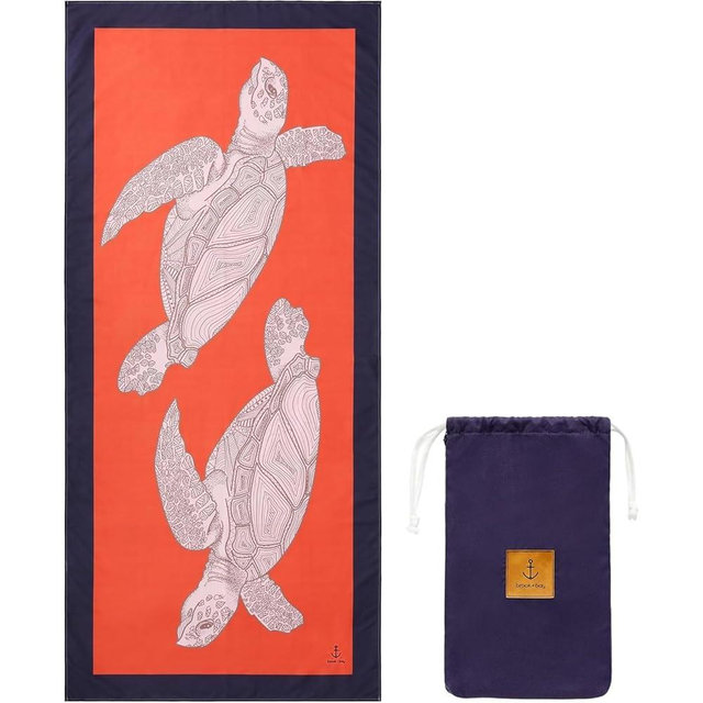 Brook + Bay Sand Free Beach Towel, Compact Beach Towel, 35"x78" Beach Towels - Oversized, Sandproof, Light Weight Beach Towel in a Bag - Tortoise