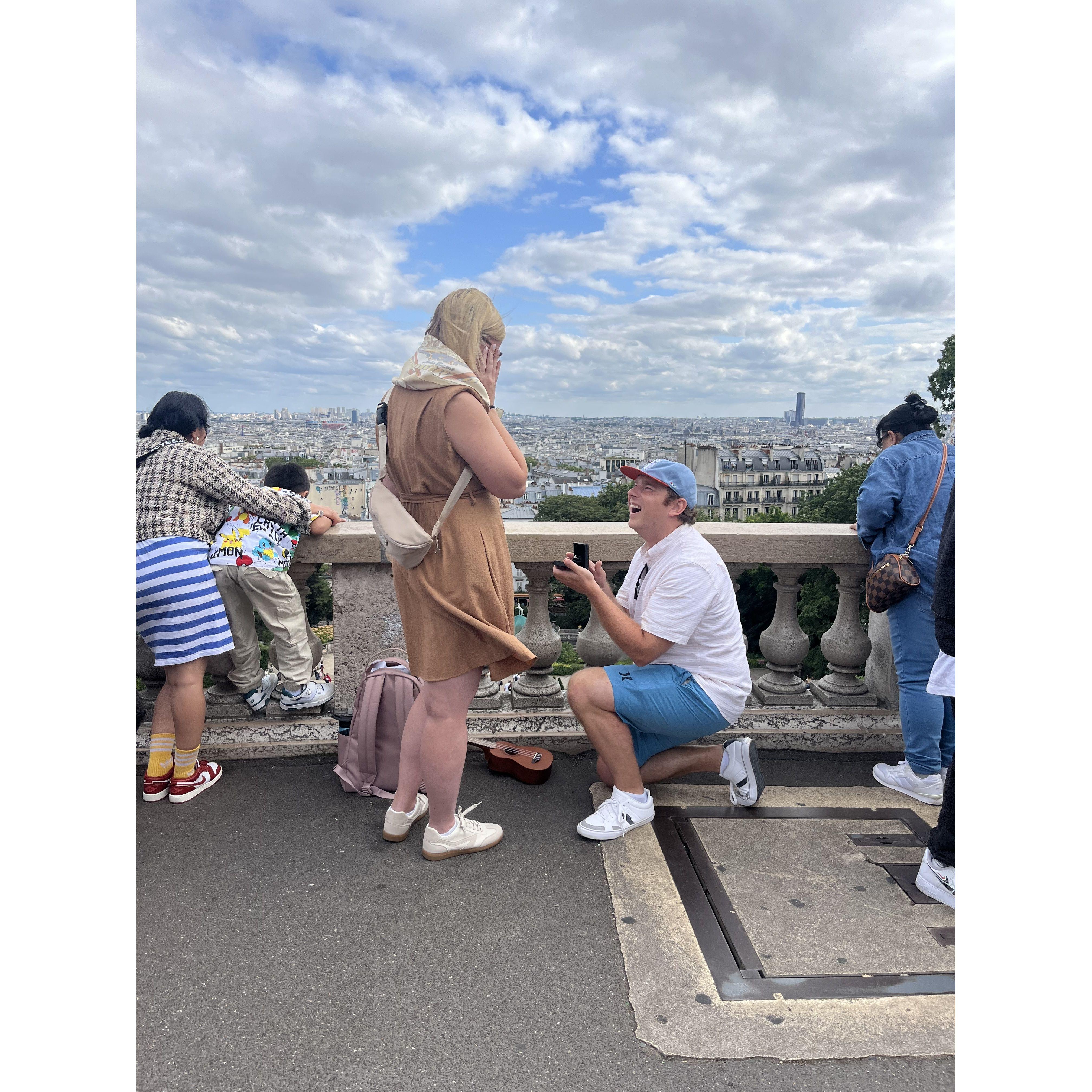 In the moment that Mike got down on one knee, Cory was shocked since she was carrying the only backpack they had with them. Little did she know that she was carrying the ring!
