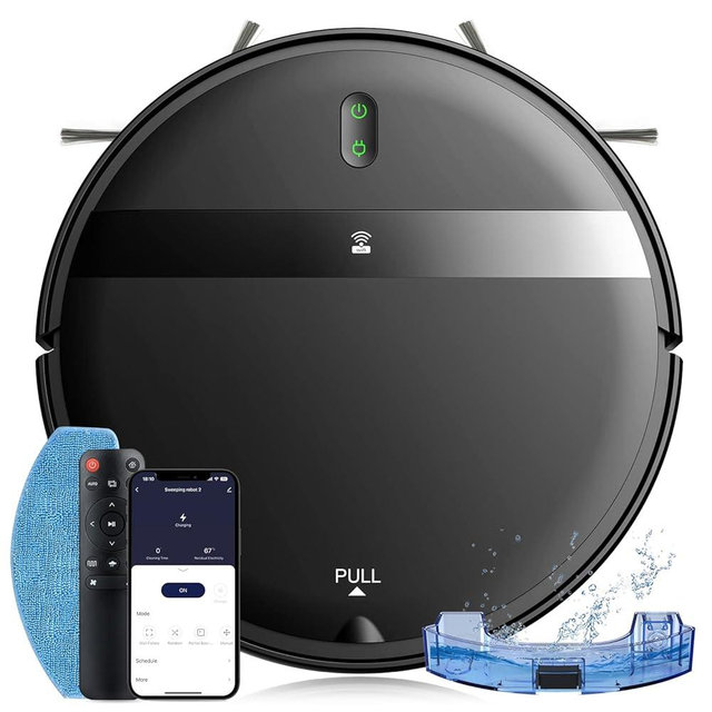 Kilgone Robot Vacuum and Mop Combo, Tangle-Free Powerful Suction, Robotic Vacuum Cleaner - Alexa & App Scheduling, Long Runtime, Automatic Robot Vacuum Cleaners for Home