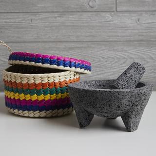 Mexican Molcajete with Tortilla Basket