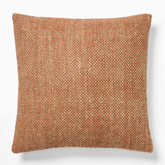 Two Tone Chunky Linen Pillow Cover, 20x20, Burnt Umber
