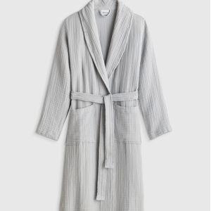 Soft Layered Turkish Cotton Robe - Mist, M