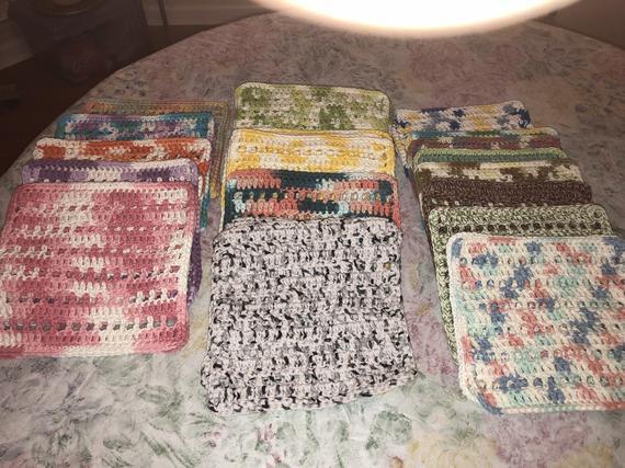 Set of Three Cotton Dish Cloths - Crocheted with 100% Cotton Thread