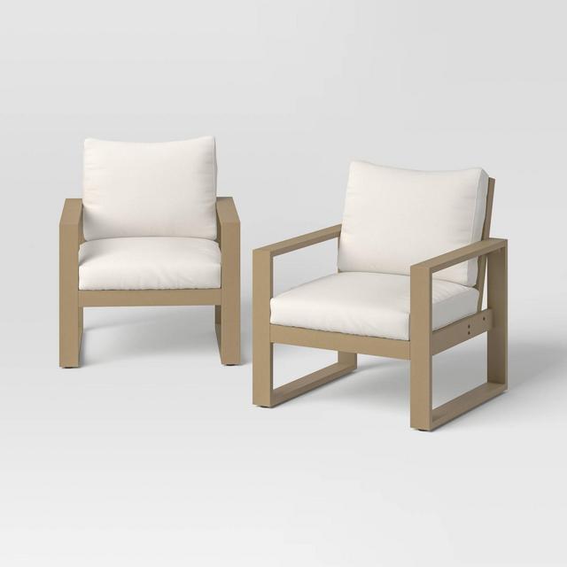 2pc Esker Recycled Resin Outdoor Patio Club Chairs, Brown - Threshold™