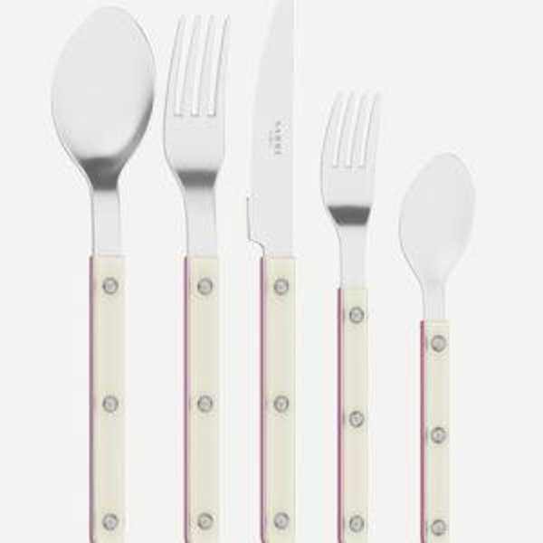 6 5-piece custom Sabre utensils with wedding colors